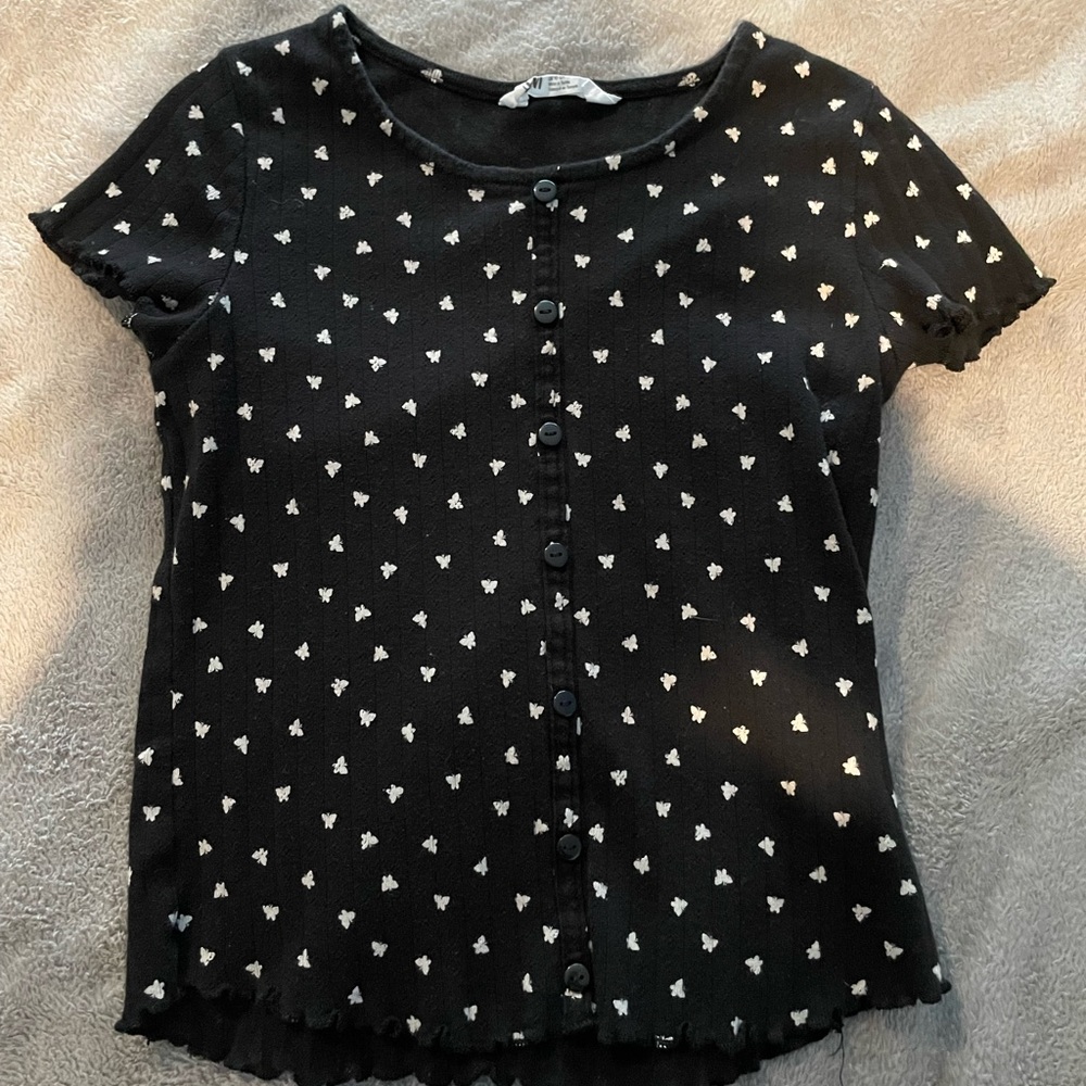 H&M kids black butterfly top